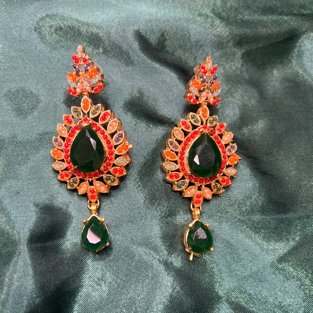 Multicolor Southasian Bead Drop Earrings